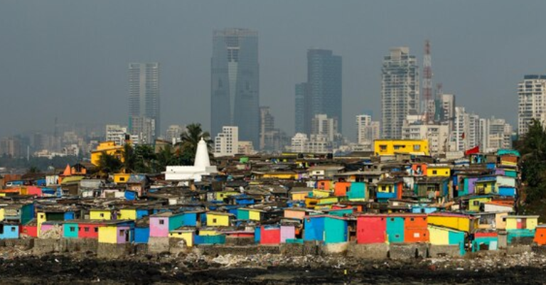 High-rise residential buildings in Mira Road, a budget-friendly area on Mumbai's outskirts.